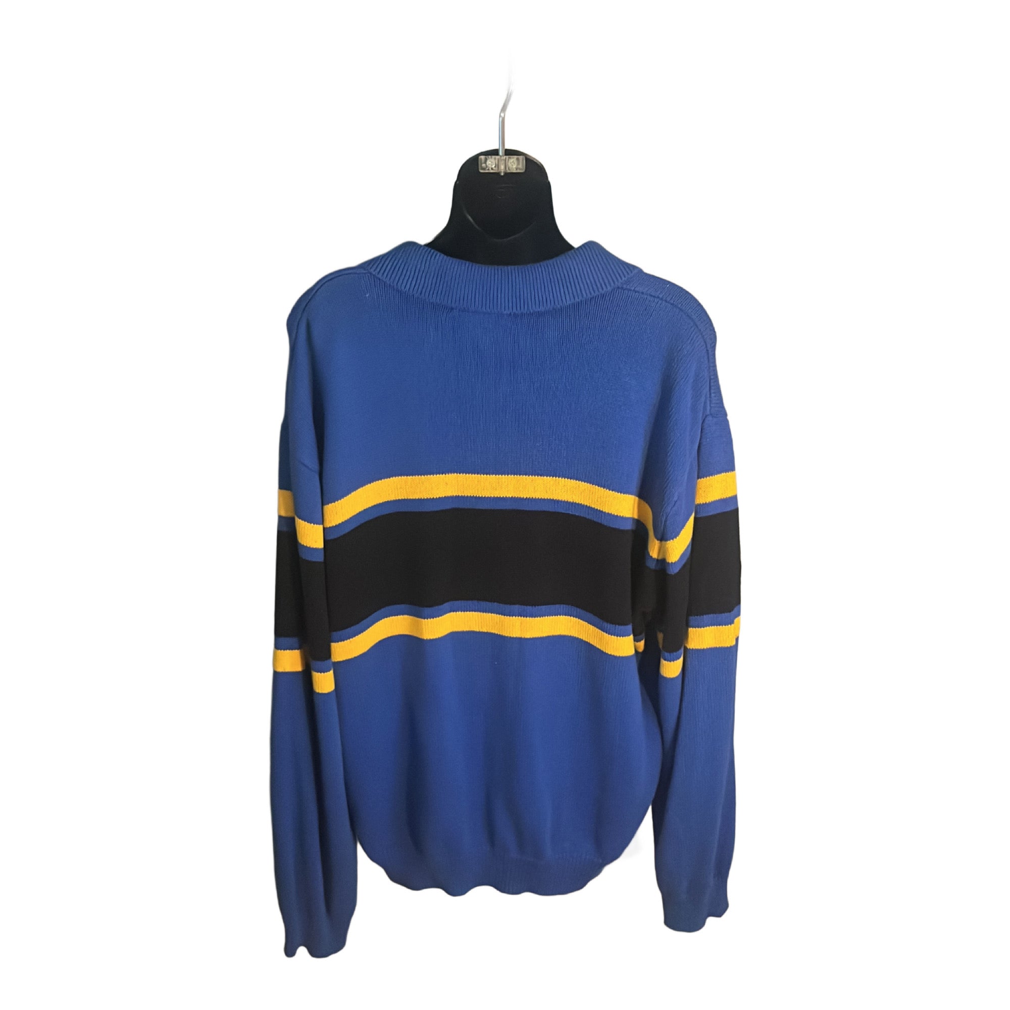 Vintage 90s Eddie Bauer Striped Pullover Sweater (Blue and Yellow)