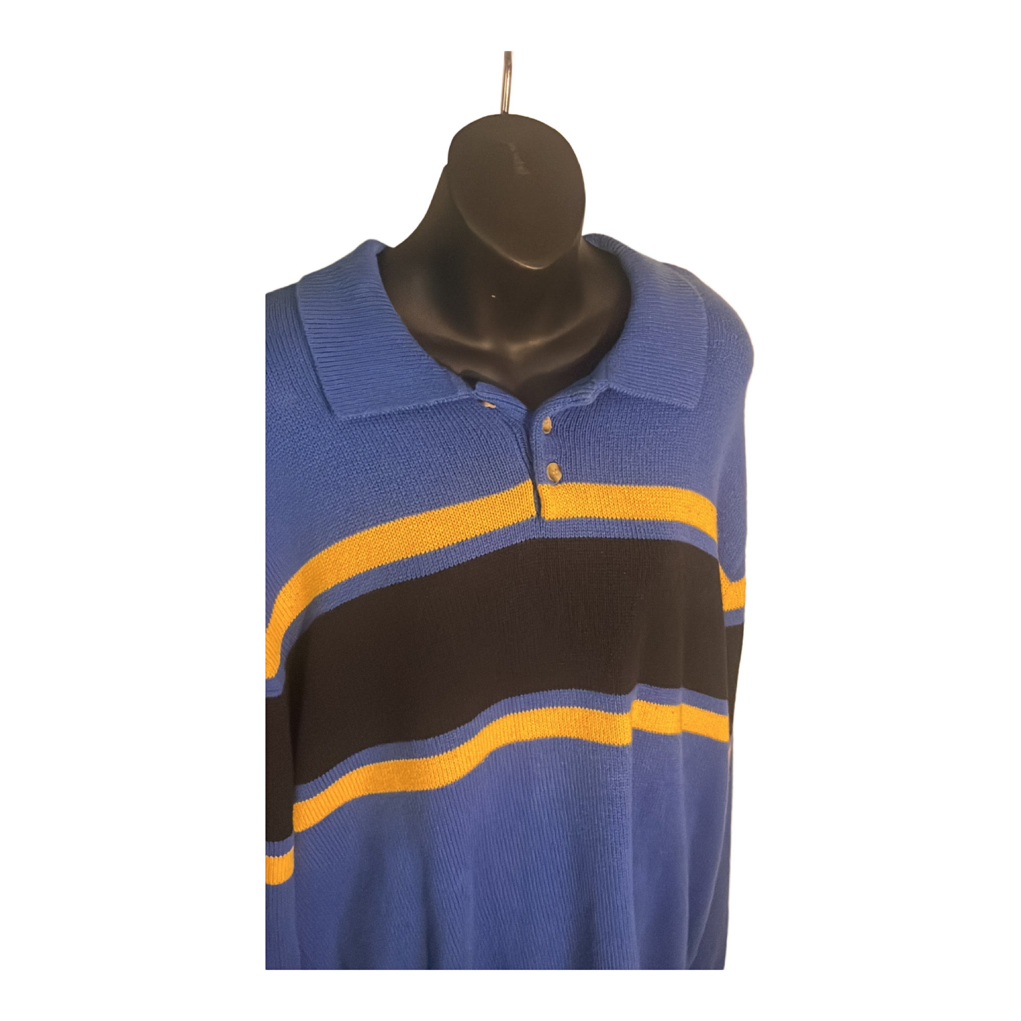 Vintage 90s Eddie Bauer Striped Pullover Sweater (Blue and Yellow)